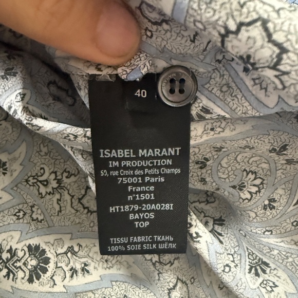 ISABEL MARANT Bayos Pleated Silk Crepe de Chine Blouse 40 / L - Picture 3 of 9
